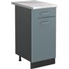 Vicco Mobiletto base cucina R-Line, Grigio-blu/Antracite 40 cm | 1 Cassetto · Piano di lavoro incl. · Piedini regolabili in altezza · 1 Anta · ✓ Liberamente combinabile