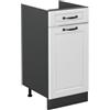 Vicco Mobiletto base cucina R-Line, Bianco country/Antracite 40 cm | Frontale in MDF · Senza piano di lavoro · Piedini regolabili in altezza · 1 Anta · Liberamente combinabile