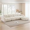 Muskel Divano angolare a forma di L, 4 posti, con ottomano, divano in ciniglia senza cornice, combinazione flessibile, divano di design per soggiorno, bianco