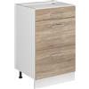 Vicco Mobiletto base per cucina R-Line, Sonoma/Bianco 50 cm | 3 Cassetti · Senza piano di lavoro · Piedini regolabili in altezza · ✓ Facile accesso · ✓ Liberamente combinabile