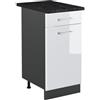 Vicco Mobiletto base cucina R-Line, Bianco lucido/Antracite 40 cm | 1 Cassetto · Piano di lavoro incl. · Piedini regolabili in altezza · 1 Anta · ✓ Liberamente combinabile