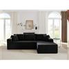 Muskel Divano modulare a forma di L con chaise longue destra, Cloud Couch Boneless con memory foam, comodo divano a 3 posti senza montaggio per soggiorno e appartamento, nero