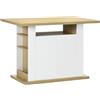 HOMCOM Isola per Cucina 4 Persone 110x70x75.5 cm Bianco e Color Legno | Penisola Cucina, Armadietti a 2 Ante, Ripiano Regolabile, Portaspezie Laterale, per Sala da Pranzo