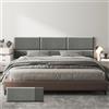 LELEFIDO Set di 6 pannelli murali imbottiti e adesivi in lino - Testata letto 3D insonorizzata con schiuma - Per camera da letto, soggiorno, ufficio - Grigio - 60 x 30 cm