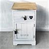 milani home - mobiletto in legno con 1 cassetto e 1 anta, bianco shabby chic, 35 x 28 x 56 cm