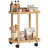 HOMCOM Carrello da cucina in bambù 2 livelli, 54x36.5x60cm, Naturale