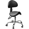 Spacetronik Sgabello a Sella Ergonomico con Schienale Regolabile, Seduta Girevole a 360°, Altezza Regolabile 42-64 cm, Sedia da Lavoro con Base in Metallo e 5 Ruote Silenziose
