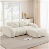 Muskel Divano imbottito modulare con sgabello, 2 posti, paesaggio residenziale in ciniglia, combinazione flessibile, schiuma confortevole, moderno divano relax per soggiorno e appartamento, bianco