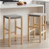 chairus Set di 2 Sgabelli Cucina Sgabelli da Bar in Rattan, Grigio | Sgabelli Alti in Legno Sedie da Bar Sgabelli Rustiche per Cucina Penisola/Ristorante