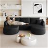 Muskel Divano a forma di L con chaise longue lato sinistro + 2 posti + 1 pouf, nero, moderno divano modulare, comodo salotto componibile per soggiorno e camera da letto