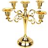 WingFly Portacandele in Metallo a 5 Bracci per Candelabri, Candeliere Moderni per la Decorazione Domestica Decorazioni Tavolo Natale Centrotavola Matrimonio, Vintage (Oro)