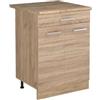 Vicco Mobiletto base cucina R-Line, Sonoma/Rovere dorato 60 cm | 2 Ante · Piano di lavoro incl. · Piedini regolabili in altezza · 1 Ripiano · ✓ Liberamente combinabile