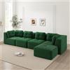Muskel Divano Angolare 4 Posti con Ottomana Destra, Divano Modulare Osseless in Cord, Divano Soggiorno con Seduta Profonda, Divano Relax Verde