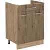 Vicco Mobiletto base cucina R-Line, Rovere artigianale/Rovere dorato 60 cm | 2 Ante · Senza piano di lavoro · Piedini regolabili in altezza · 1 Ripiano · ✓ Liberamente combinabile