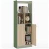 HOMCOM Libreria 5 Ripiani 2 Ante 60x30x161.2cm Verde Legno Naturale | Unità di stoccaggio, libreria, scaffale, per soggiorno, camera da letto, ufficio