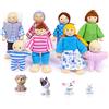 DUOCIYUAN Set di Bambole in Legno per Famiglie 12 Pezzi Casa Delle Bambole in Legno con Gatto e Cane Figure per Giochi di Ruolo Accessori Regalo