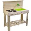 Esschert Design Cucina giocattolo per esterni, taglia M, in legno, stabile cucina fangosa in legno di pino massiccio con connettore per tubo da giardino, robusta cucina per bambini per giardino e