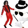 I LOVE FANCY DRESS LTD Costume da re del pop per bambini, giacca e pantaloni, cappello Fedora nero, occhiali da sole, guanti, microfono, icona della musica anni '80, costume per Halloween