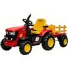 Garvee Trattore Elettrico per Bambini, Rimorchio Rimovibile, 6 Ruote, Rosso | 12V, clacson, musica integrata, radio, 3 velocità, doppio motore, connessione wireless, porta USB