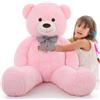 Morismos Orsacchiotto Gigante di Peluche 120cm, Rosa Orso XXL Morbido con Fiocco, Grande Teddy Bear da Abbracciare, Idea Regalo per Compleanno e San Valentino
