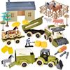 IEEILULU Set di giocattoli con trattore, animali della fattoria, con casa, bestiame e carrello rimovibile, giocattolo per bambini dai 2 anni in su, regalo di compleanno 2, 3, 4+ anni