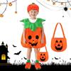 Dawumin Costume da zucca di Halloween per bambini, costumi di Halloween con cappello e borsa da z-ucca, costume da z-ucca unisex per bambine e bambini per Halloween, festa cosplay, festa di carnevale
