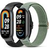 CHANRASI 2 Pezzi Cinturino Elastico Nylon Compatibile con Xiaomi Smart Band 10/Smart Band 9/Smart Band 8 Uomini Donne,Regolabile Band Sport Cinturino di ricambio per Mi Band 10/9/8 Nero/verde pino