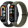 CHANRASI 2 Pezzi Cinturino Elastico Nylon Compatibile con Xiaomi Smart Band 10/Smart Band 9/Smart Band 8 Uomini Donne,Regolabile Band Sport Cinturino di ricambio per Mi Band 10/9/8 Nero/verde scuro