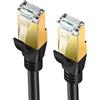 Elfcam®- 1m Cavo Ethernet Cat 8 da 0,5m, Cavo LAN Circolare RJ45, 100% in Rame, 28AWG, Nero, 1 Metro