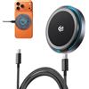 THREEKEY Caricatore wireless magnetico da 25 W, compatibile con Qi2.2, stazione di ricarica induttiva con ventola di raffreddamento e luce LED, pad di ricarica rapida magnetico con cavo da 2 m per
