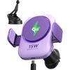 INIU Caricatore Wireless Auto 15W con Ventola e LED, Certificato Qi2 Ricarica Rapida e Supporto per iPhone 16 Pro Max/15/14/13/12 ect, Viola