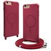 BGHHEU Magnetica Cover per iPhone 8 Plus/iPhone 7 Plus con Cordino,[Compatible con Magsafe],Custodia Silicone con Regolabile Collana Sottile Morbida Case,Rosso