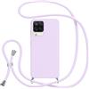Jrkvniv Cover con Cordino per Samsung Galaxy A12（4G）, Custodia con Laccio Collana Tracolla Collo Silicone Antiurto TPU Opaca Protettiva Case per Samsung A12 4G 6.5,Viola