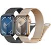 LEIXIUER 2 Pezzi Orologio Cinturini Maglia Milanese per Apple Watch 49mm 45mm 44mm 42mm 41mm 40mm 38mm,Magnetic Cinturino in Acciaio Inossidabile, per iWatch Ultra 2 Ultra Series 9 8 7 6 5 4 3(Nero/Rose gold)