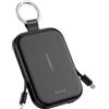 RORRY CharmGo - Batteria esterna portatile da 5000 mAh, con cavi integrati e portachiavi, per iPhone 17/16/15, AirPods 2/3/4/Pro, colore: nero