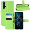 Fertuo Cover Huawei Nova 5T, Custodia Portafoglio Cover a Libro in Pelle Flip Case con Silicone Bumper, Fibbia Magnetica, Porta Carte, Kickstand, per Huawei Nova 5T Smartphone, Verde