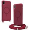 BGHHEU Magnetica Cover per iPhone XR con Cordino,[Compatible con Magsafe],Custodia Silicone con Regolabile Collana Sottile Morbida Case,Rosso