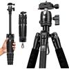 SIRUI Traveler 5CX - Treppiede da viaggio in fibra di carbonio, testa a | Treppiede per fotocamera compatta da 132 cm, colonna centrale staccabile per DSLR, videocamera, smartphone