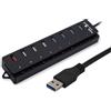 MALSSE Hub USB 8 porte splitter con interruttori LED individuali 4xUSB3.0 3x 2.0 1x porta di ricarica Splitter per alimentatore esterno PC