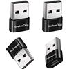 GeekerChip Adattatore USB C Femmina a USB Maschio[4 Pezzi],Adattatore USB Type C,Connettore USB Type C,per 11 12 13 Pro Max,SE,Mate10/20/30/40,Xiaomi 6/7/8/9/10 y Otro Dispositivo USB C(Nero)
