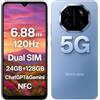 Blackview Shark 6 5G Smartphone con IA, 24GB+128GB, Display 6.88 HD+ 120Hz, 3 Assistenti IA, Doppia Fotocamera 16MP+8MP, Dual SIM Dual 5G, GPS NFC, Blu