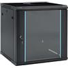 Generico Armadio Rack 12 U 19 Pollici da Parete per Rete e Server in Acciaio Porta Vetro Temperato con Serratura - 60x45x65cm - Nero