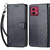 KENHONER Custodia per Motorola Moto G84 5G Cover, Nero | Portafoglio in Pelle PU Retro, Antiurto Flip, Slot per Schede, Funzione Stand, Chiusura Magnetica