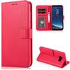 CTIUYA Custodia Cover per Samsung Galaxy S8 in Pelle,Rosa Rossa | Portafoglio a Libro con Porta Carte Interno Silicone Antiurto, Funzione Supporto Libretto Protettiva Flip Case Magnetica
