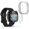 kwmobile Set 2x Custodia Smartwatch Compatibile con Fitbit Versa 3 / Sense Cover - Case Silicone Protezione Orologio Fitness trasparente/argento