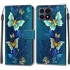 TOMYOU Cover per Honor X8A 4G, farfalla verde | Antiurto Protettiva Portafoglio, Slot per Schede, Magnetica, Custodia in Pelle PU, Libro Flip,Funzione Stand