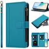 TAIHOZE Compatibile con Samsung Galaxy S9 Plus G965F,Compatibile con Samsung Galaxy S9 Plus G965F kickstand Portafoglio con cerniera, scomparti multipli per carte, cordino corto, custodia protettiva Blue2