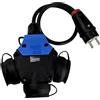 RoadEu Adattatore Multipresa Schuko 3 Posti 230V 16A - Presa Multipla Tipo F con Cavo in Gomma 0,5 m 3x2,5 mm², IP44 - per Giardino, Garage, Officina e Camper