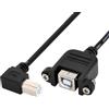 JSER Connettore a vite da pannello ad angolo retto da USB 2.0 tipo B maschio a 90 gradi a USB tipo B femmina, compatibile con stampanti e scanner, lunghezza 50cm.