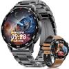 FITFLEX Orologio Smartwatch Uomo, 750mAh, 1.43 AMOLED, 120+ Sport, Nero | Carica Type-C/USB, Salute SpO2/Sonno, Chiamate BT, 120+ Sport, IP68 Impermeabile, Comp Android/iOS, 2 Cinturino